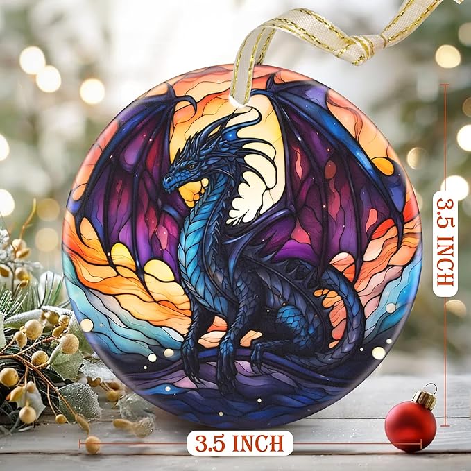 Christmas Ornaments, 3.5 Inch Ceramic Dragon Hanging Ornament, Christmas Tree Ornaments, Gifts for Son, Xmas Gifts, Unique Gift Idea, Perfect for Holiday Party, Tree, Window, Wall Decor