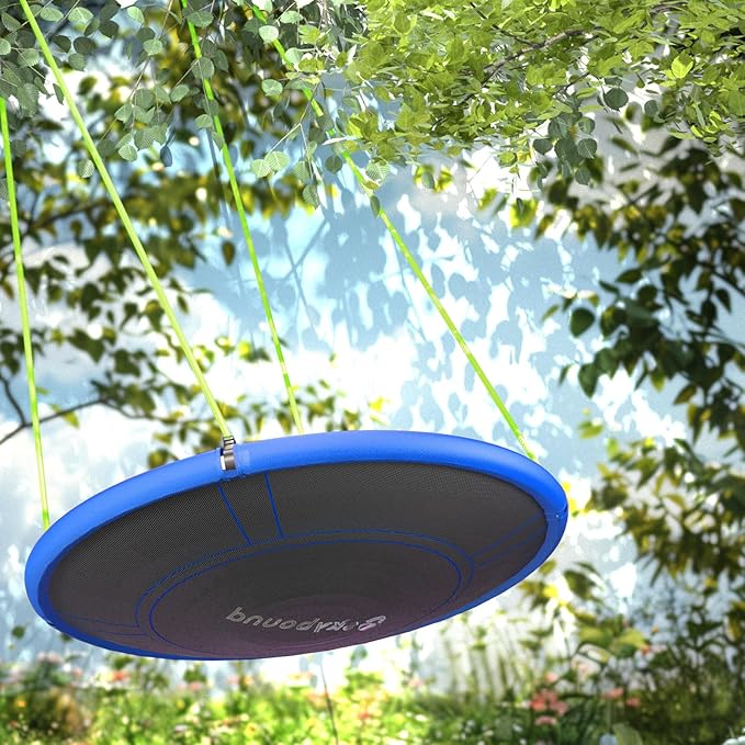 43 Tree Swing 600LB Weight Capacity with Hanging Carabiners, Waterproof Flying Saucer Swing for Kids Adults, Durable Outdoor Disc Swing for Backyard, Camping (Blue)