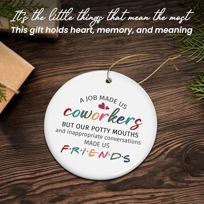 TEEZWONDER Christmas Coworker Gifts for Friends Women - Ceramic Christmas Ornaments 2025 for Tree Decorations - Gifts for Coworkers, Friend Gift for Coworker, Christmas Decorations Friends Ornament
