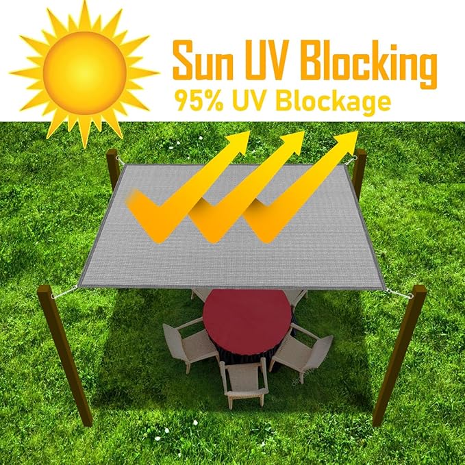 10' x 12' Gray Sun Shade Sail Straight Edge Canopy Awning Pergola Cover, for Outdoor Patio Lawn Garden Backyard Carport
