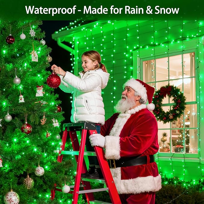 750 LED Chrstmas Lights, 240ft Outdoor Christmas String Lights with 12 Modes, Green LED String Lights with Timer Dimmable Waterproof for Tree Fence Garden Xmas Wedding Party Decor Green