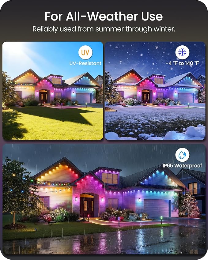 Permanent Outdoor Lights, 120 FT RGB & White Eaves Light with 72 LED Lights, App/Remote Control, IP65 Waterproof Christmas String Lights for Daily, Festival, Party, Holiday Decor W03EL05