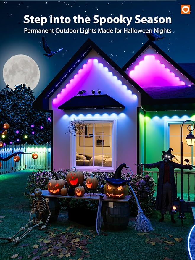 addlon Permanent Outdoor Lights, RGB+IC Color-Changing LED House Lighting with App & Remote, Christmas Light Effects, IP67 Weatherproof Outdoor Lights for Holidays & Christmas Decorations, 200FT