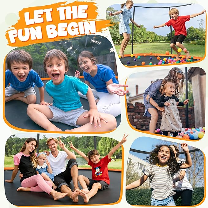 Trampoline 8FT 10FT 12FT 14FT 15FT 16FT, Recreational Trampolines with Enclosure Net and Ladder, Outdoor Anti-Rust Trampolines for Kids and Adults, ASTM Approved