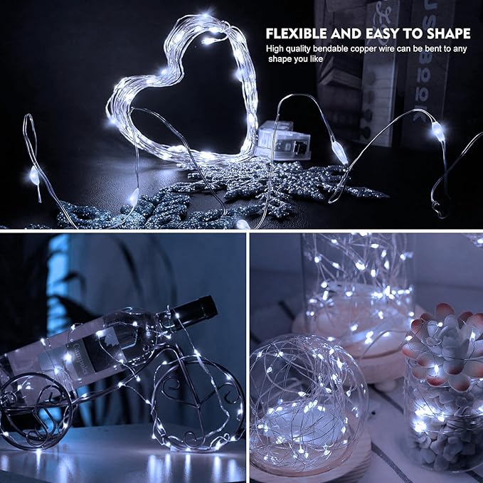 AIKEI 6 Pack LED Fairy Lights Battery Operated, Mini String Lights Waterproof 7 Feet 20 Led Firefly Starry Lamps 3 Working Modes for Wedding Party Bedroom Garden Halloween Christmas Decoration White