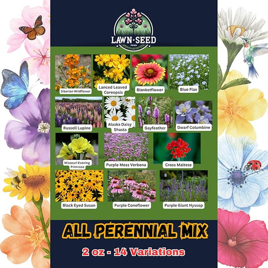 All Perennial Mix (2oz) Sprinkle a Little Magic—Our Shade, Perennial, Hummingbird, Deer-Resistant, and Other mixes Bring Vibrant Color and pollinator Joy to Any Space.