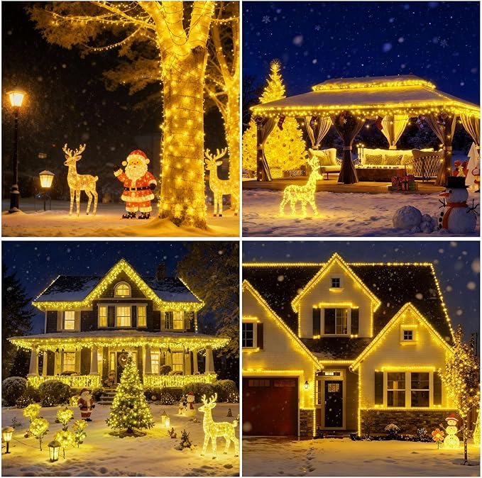 SOLARBABY Solar Christmas Lights Outdoor,142Ft 400 LED Warm White Solar String Lights Outdoor with Remote,19 Modes Waterproof Christmas String Light for Garden Patio Xmas Tree Christmas Decoration