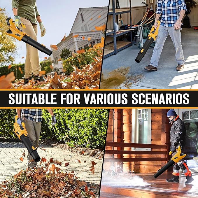 BUBRA Cordless Leaf Blower 21V Lightweight Powerful Electric Leaf Blower with 2 x 4.0Ah Batteries and Fast Charger, Variable-Speed, Battery Powered Blowers for Lawn Care, Yard Clearance