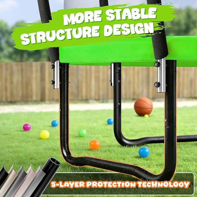 Trampoline 8FT 10FT 12FT 14FT 15FT 16FT, Recreational Trampolines with Enclosure Net and Ladder, Outdoor Anti-Rust Trampolines for Kids and Adults, ASTM Approved