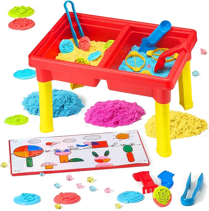 Sensory Table with Sands, Sand & Water Play Table for Kids£¬Indoor and Outdoor Activity Table, Sensory Bin Toys for Toddlers 3 4 5 6 7£¬17x11.5x10.2 Inches