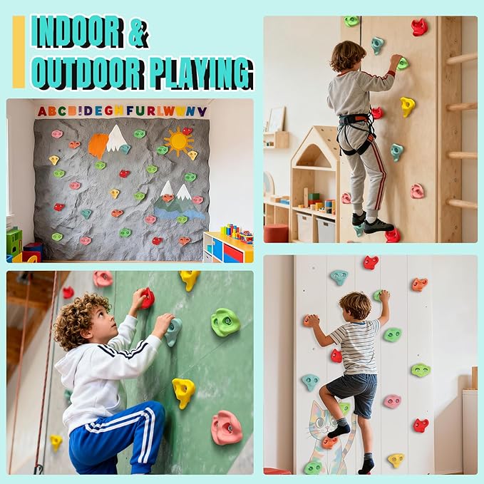 20 PCS Large Rock Climbing Holds for Kids, Extra Large Climbing Rock Wall Grips, Adult Rock Wall Holds Rock Wall Climbing Kit with Hardware for Indoor and Outdoor Climbing Wall Holds£¨Pastel Color£©