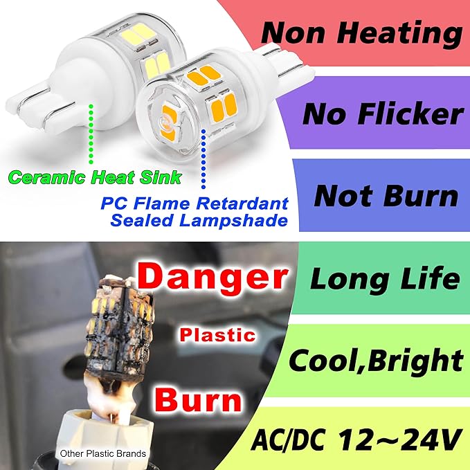 T5 T10 194 921 Wedge Base LED Light Bulbs 3 Watts Equivalent 25W 30W Incandecent Bulbs 2700K Warm White 300lm AC/DC 12-24V for Landscape Stair Step Pathway RV Camper Trailer Lighting, 12 Pack
