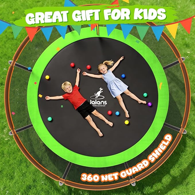 Trampoline 8FT 10FT 12FT 14FT 15FT 16FT, Recreational Trampolines with Enclosure Net and Ladder, Outdoor Anti-Rust Trampolines for Kids and Adults, ASTM Approved