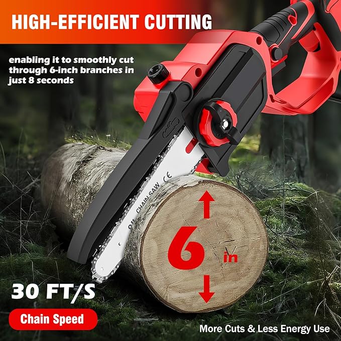 ALSO GO Mini Chainsaw Cordless, 8 inch & 6 inch Electric Chain Saw with 2x2.0Ah Batteries, Handheld Chain Saw Battery Powered, for Trees Trimming Wood Cutting, Gardening Gifts for Men Dad Husband