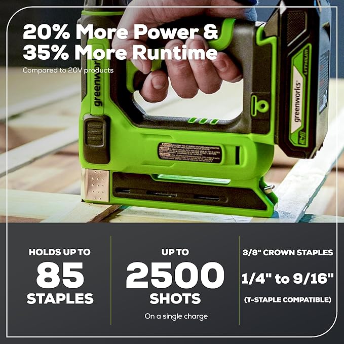 Greenworks 48V (24V x 2) All-in-One Cordless Combo - 20" Push Lawn Mower, 12" String Trimmer, 320 CFM Leaf Blower & 3/8" 18 GA Crown Stapler