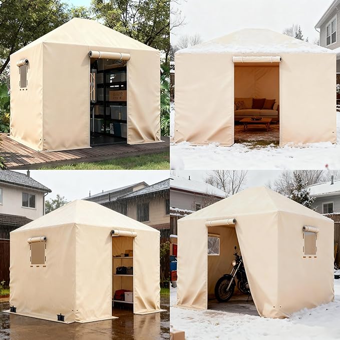 Winter Gazebo Cover for 12x12 Outdoor Hardtop Gazebos, Waterproof Enclosed Canopy Protective Covers Gazebo Accessories with 4 Sand Bags