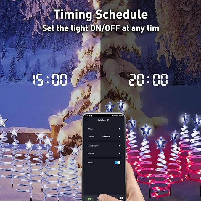 8 Pcs Spiral Christmas Pathway Lights Outdoor Smart Multicolor Spiral Xmas Trees Lights with APP & Remote Control, DIY, Timer, Waterproof, LED Christmas Outdoor Decorations for Yard Walkway