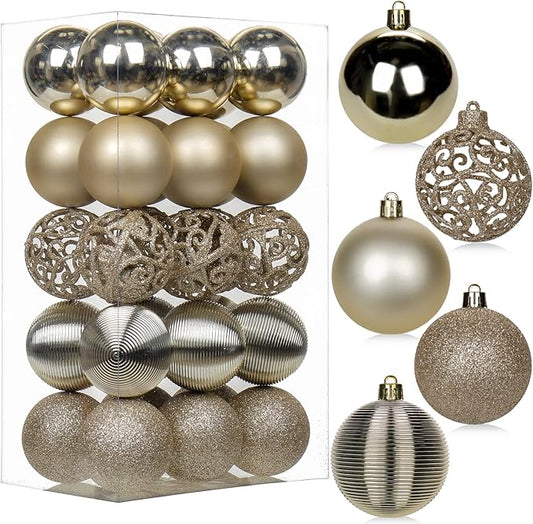 30PCS 2.36" Christmas Ball Ornaments Shatterproof Champagne Christmas Tree Decorations Xmas Tree Balls Halloween Ornaments Décor