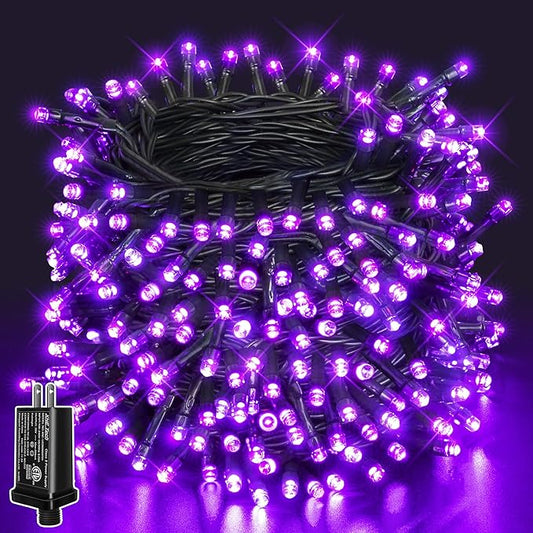 66FT 200 LED Halloween Lights, Purple Halloween Lights Outdoor with 8 Lighting Modes, Waterproof String Lights for Halloween Christmas Outdoor Party Yard Garden Decoration