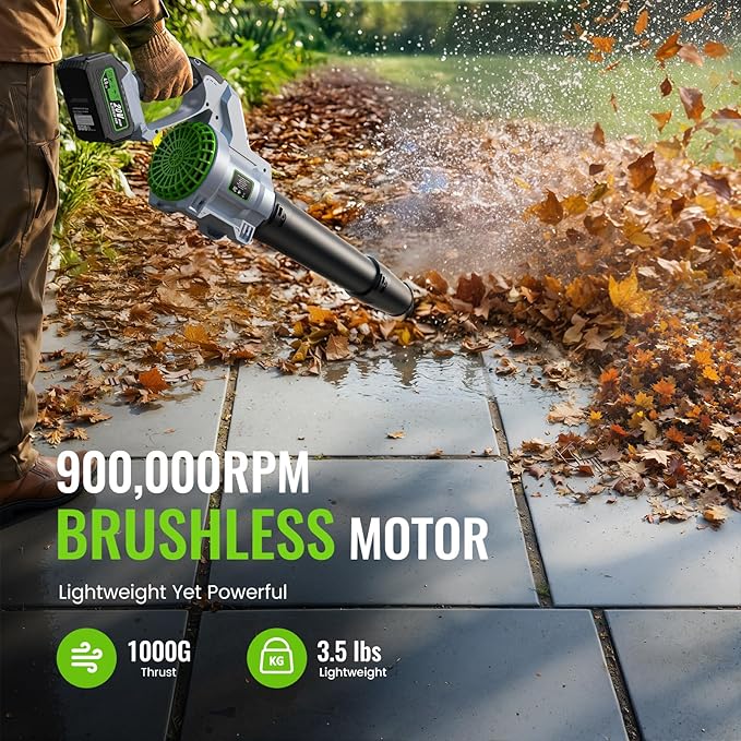 Leaf Blower Cordless, 680CFM Leaf Blowers with 2 x 4.0Ah Batteries & Charger, 5-Speed Brushless Motor, Lightweight Snow Blower Grass Blowers for Lawn Care, Patio, Yard, Blows Leaves, Snow