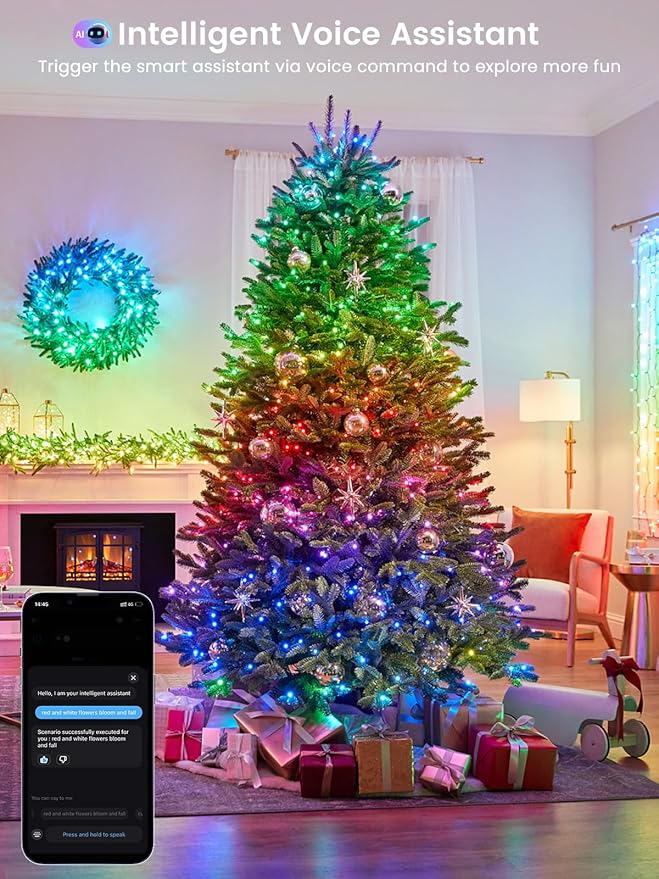 Smart Color Changing Christmas Lights with Remote & APP, 142FT 400 LED RGB Dimmable Christmas String Lights, Waterproof Fairy Twinkle Light for Indoor Outdoor Xmas Tree Wedding Holiday Decorations