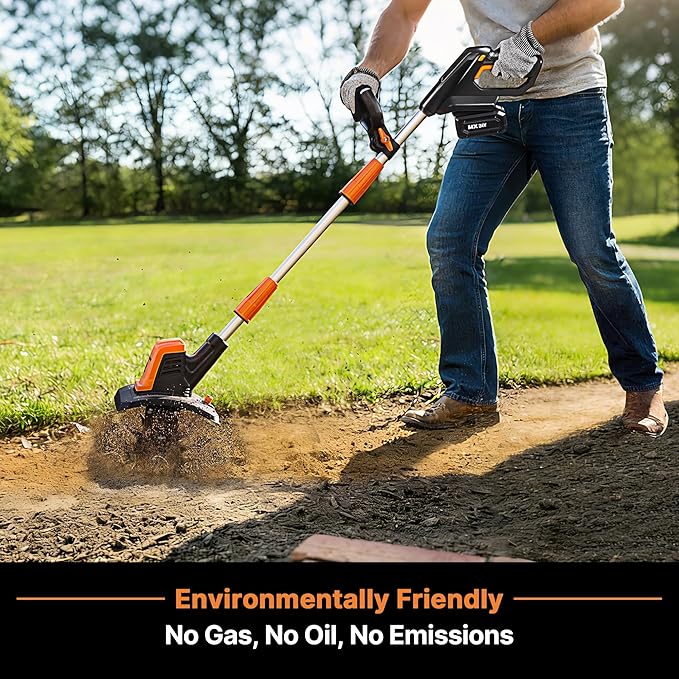 LawnMaster 24V MAX Cordless Tiller Cultivator, Lightweight Electric Garden Tiller, with 1* MAX 24V 4.0ah Battery&Charger, 4* Blade, 9In Tilling Width & 7In Depth for Weeding, Gardening & Cultivation
