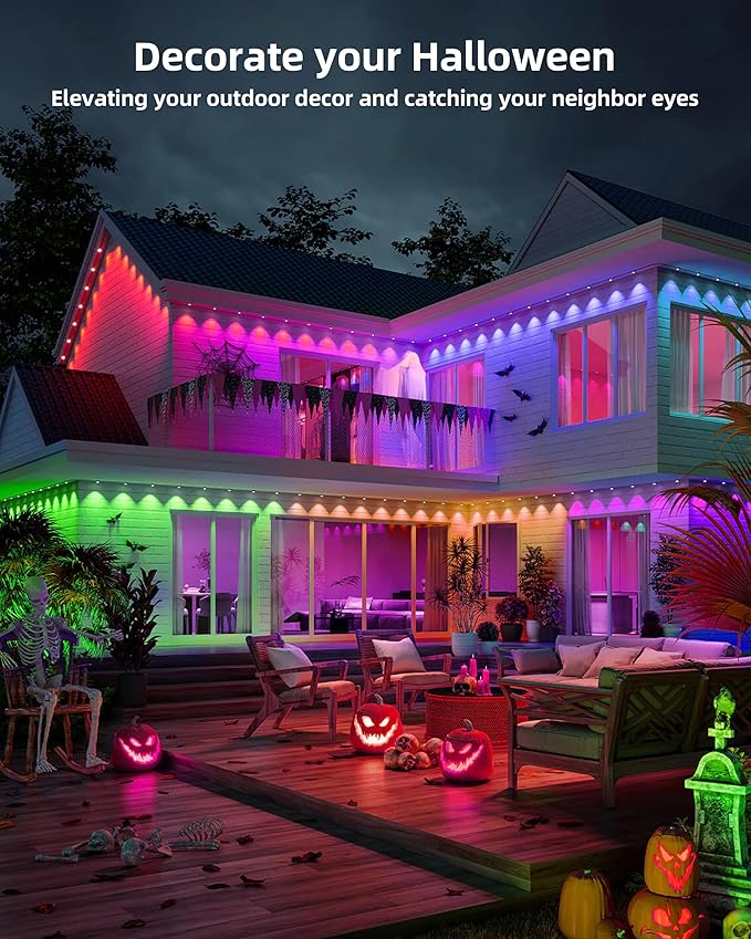 Permanent Outdoor Lights, 111ft with 72 RGBIC LED Light with App Control, Waterproof Permanent Christmas Lights for Outside Roofline Decor, Garden Decor, House,Party, Holiday Xmas Decoration