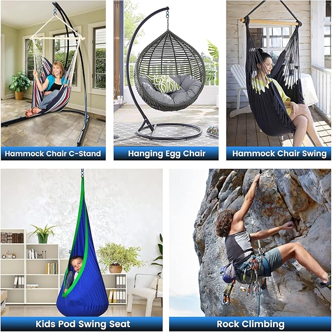 Black Blue Swing Swivel, 35 KN Safest Rotational Device Hanging Accessory
