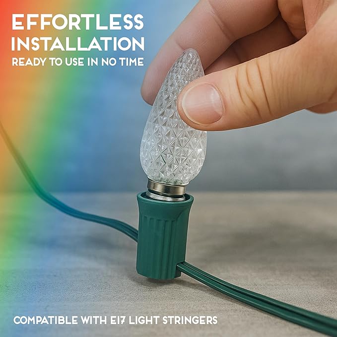 HLO Lighting Set of 500 Multicolor (Red Green Blue Yellow Orange) C9 Faceted LED Christmas Light Bulbs for Indoor & Outdoor Use | Durable Replacement Bulbs