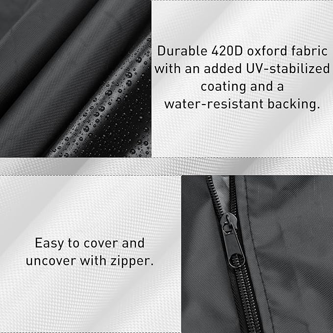 Patio Heater Covers with Reflective Strip,Outdoor Heater Cover Waterproof,Dustproof,Wind-Resistant,Sunlight-Resistant,Snow-Resistant,Black,89.5''x 33.5 Dome x 19.5 Base
