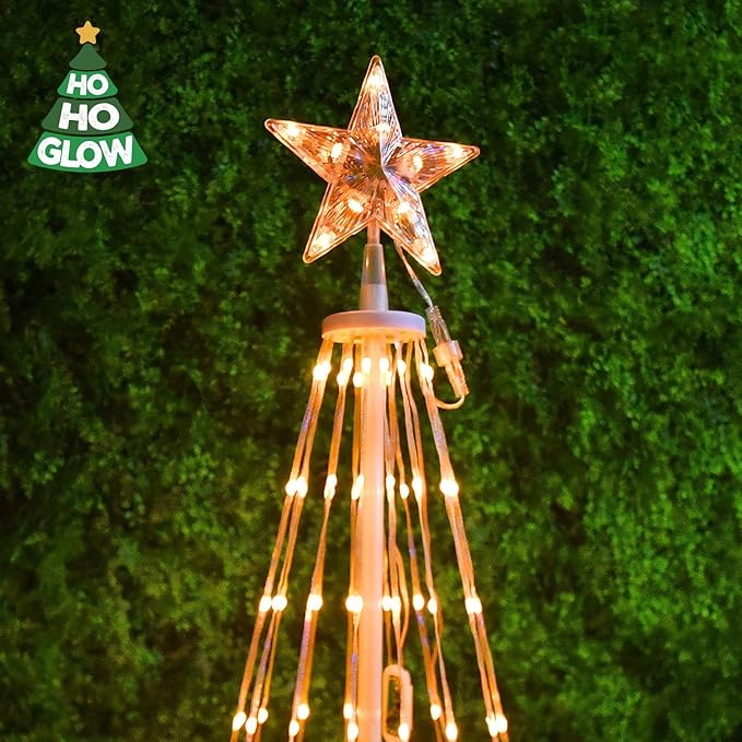 Indoor and Outdoor 8ft 355 Smart LED Christmas Tree with Adjustable Lights Music Modes, and Scenes with App Control, Pre-Lit Seasonal Decoration