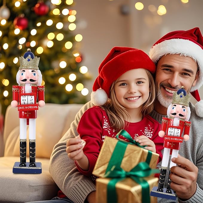 Christmas Nutcracker Decorations Nutcracker Figure 15 Inch Wooden Nutcrackers Collectible Ornament Nutcracker Soldier for Table Desktop Home Christmas Decor Xmas Indoor Decor Countdown