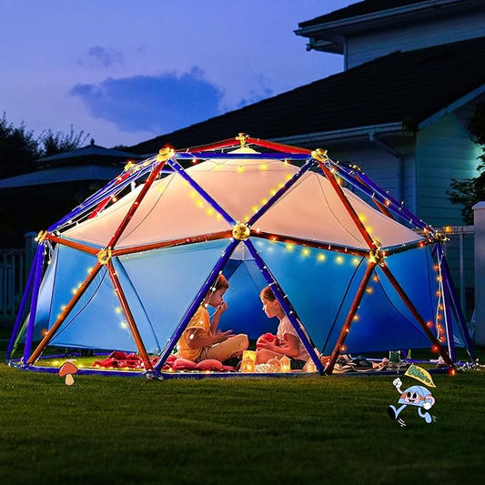 Zupapa New Upgraded Outdoor Geometric Dome Climber with Tent, 1000LBS Weight Capability, 3D Assembly Video, Suitable for 1-6 Kids Climbing Frame (Purple+Orange, 10FT)