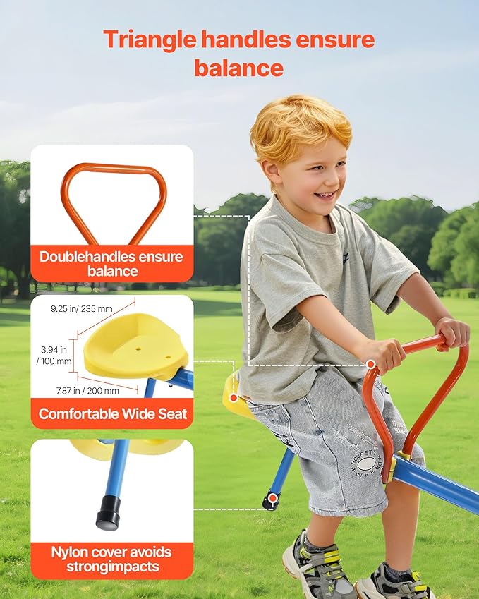 VEVOR Seesaw Teeter Totter for Kids, 110 lbs Load Capacity per Seat, Sit and Spin Teeter Totter with 4-prong Support Legs, Playground Equipment with Swiveling 360 Degrees Rotating for Aged 3+, 4 Seats