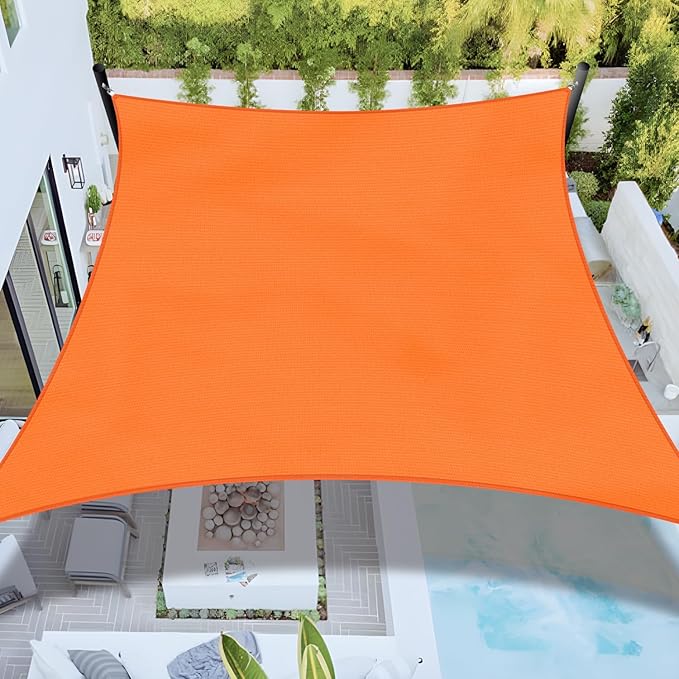 Sun Shade Sail 15'x24' Rectangle Shade Cloth for Garden, Permeable Shade Canopy Outdoor Patio Covers for Pergola Backyard Deck Outside Activity, Orange