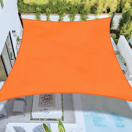 Sun Shade Sail 15'x24' Rectangle Shade Cloth for Garden, Permeable Shade Canopy Outdoor Patio Covers for Pergola Backyard Deck Outside Activity, Orange