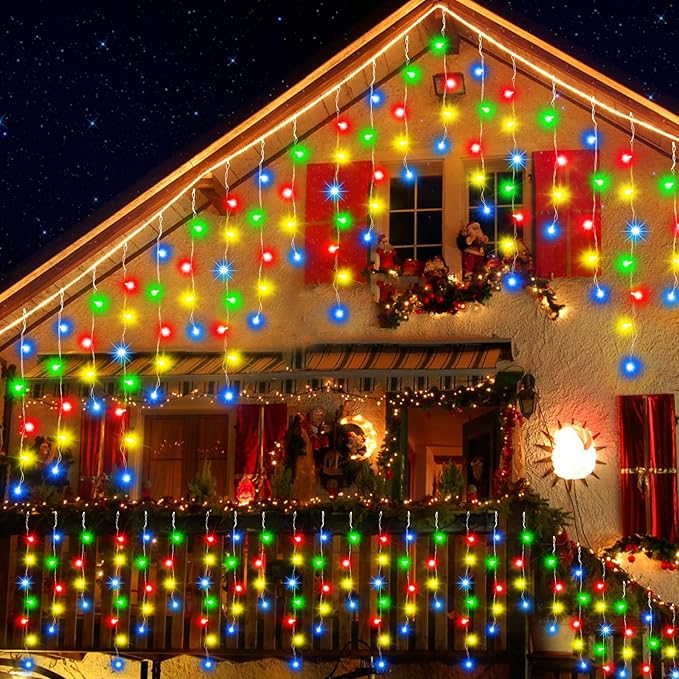 62FT Christmas Lights Outdoor, 486 LED Outdoor String Lights Waterproof Plug in with 8 Modes & Timer, Christmas String Lights for Tree Party, Garden, Holiday Decorations（Multicolor）