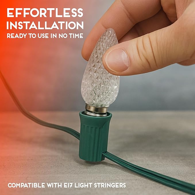 HLO Lighting Set of 500 Orange C9 Faceted LED Christmas Light Bulbs for Indoor & Outdoor Use | Durable Replacement Bulbs