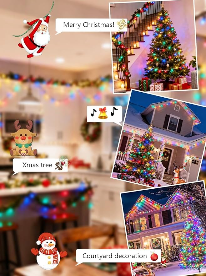 Voice Controlled Christmas Lights, 99 FT 300 LED String Lights, Indoor Outdoor with Remote, 12 Modes 3 Timers, Dimmable Waterproof Twinkle Lights for Xmas Tree Party Decorations, Multicolor