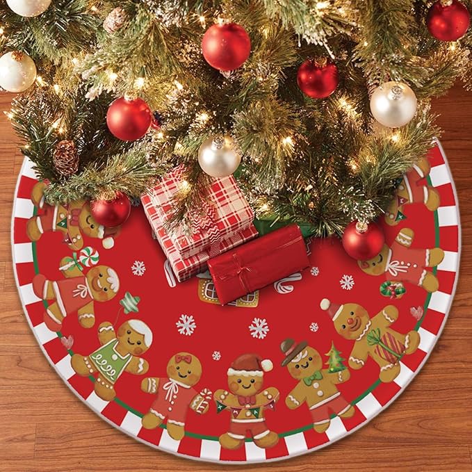 48 Inch Christmas Tree Skirt – Holiday Tree Mat for 6 to 7.5 Ft Trees, Durable & Soft Christmas Decorations for Home, Living Room, Party, Winter Xmas Holiday Decor