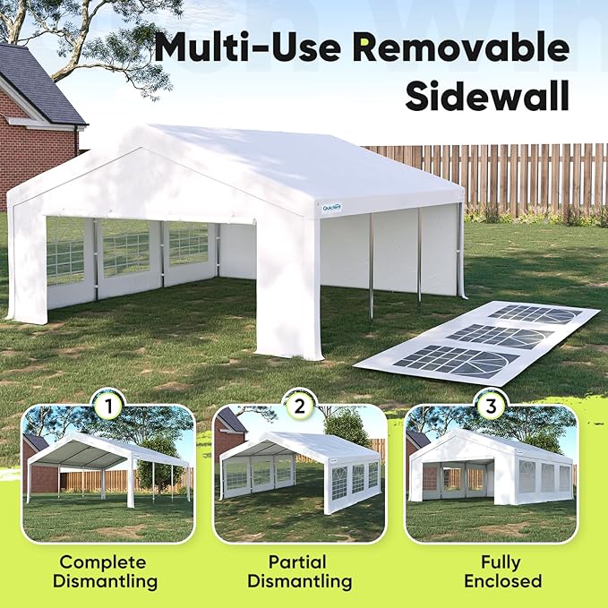 Quictent 16x20 Party Tent Heavy Duty Outdoor Canopy Tent Carport Wedding Event Shelter BBQ Wedding Tents for Parties with Storage Bags(Church)