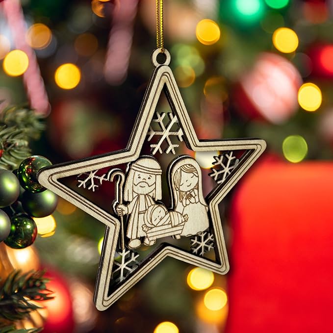 Nativity Scene 2025 Christmas Tree Ornament – Christian Wooden Christmas Décor, Religious Keepsake Ornament, Christian, Unique Nativity Tree Hanging