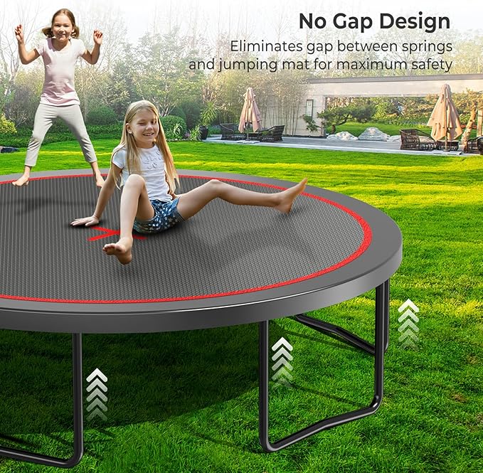 Lyromix 12 14 15 16FT Outdoor Trampolines for Kids and Adults, Pumpkin Trampolin with Curved Poles, Recreational Trampolin with Basketball Hoop and Safety Enclosure Net for Kids and Adults