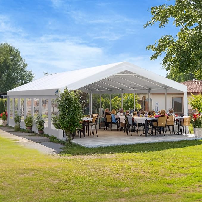 Quictent 20x50 Heavy Duty Party Tent Outdoor Canopy Tent Carport Wedding Event Shelter BBQ Wedding Tents for Parties with Storage Bags(Church)