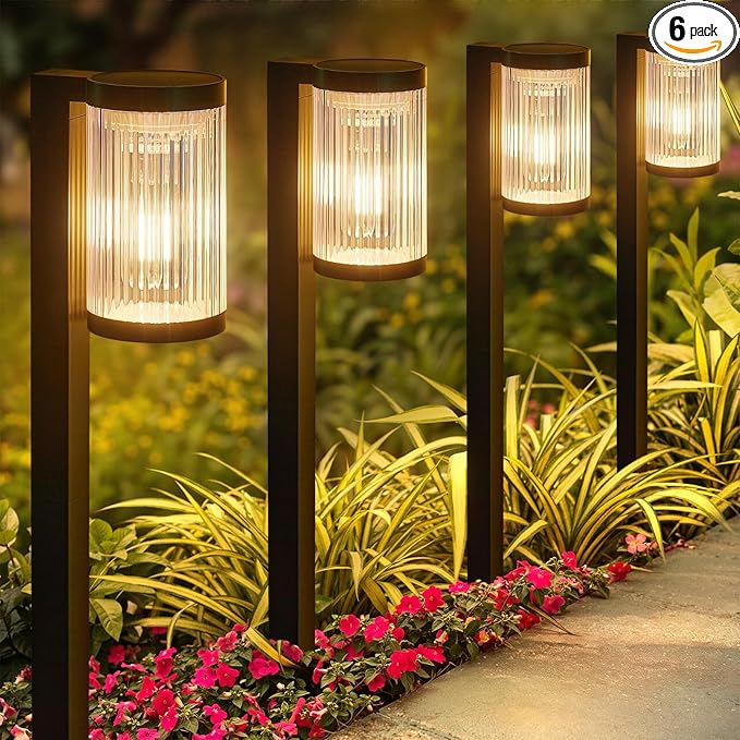 Solar Pathway Lights Outdoor, 6 Pack Upgraded Outdoor Solar Lights for Outside Super Bright Up to 12Hrs, IP65 Waterproof Solar Garden Lights for Yard Path Walkway Decor Landscape Lighting