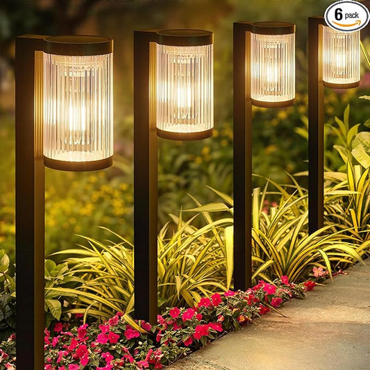 Solar Pathway Lights Outdoor, 6 Pack Upgraded Outdoor Solar Lights for Outside Super Bright Up to 12Hrs, IP65 Waterproof Solar Garden Lights for Yard Path Walkway Decor Landscape Lighting