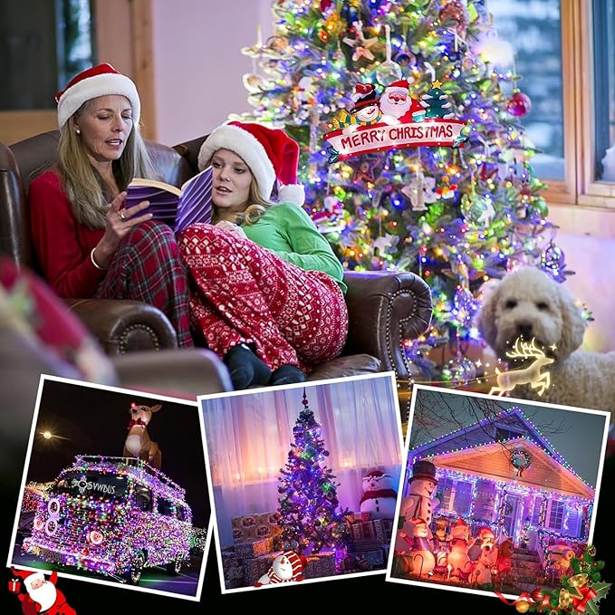 JMEXSUSS 2 Pack 100LED Multicolor String Lights Indoor, 33 Ft Connectable Multicolor Christmas Lights Outdoor Waterproof, 8 Modes Colorful String Lights Plug in for House Tree Party