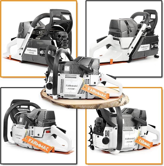 FARMMAC F372W Gas Chainsaw, 71cc 2-Cycle Gasoline Power Chain Saws, 4.1KW 5.5HP for Professional Logging Work, All Parts Compatible with Husqvarna 372X