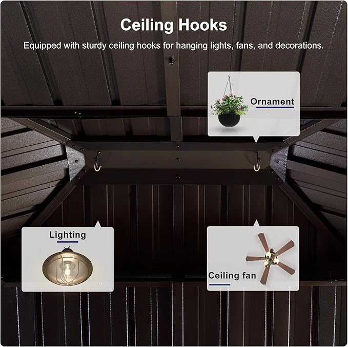 PURPLE LEAF 10' x 13' Outdoor Hardtop Gazebo Canopy Outside Metal Roof Heavy Duty Permanent Pavilion