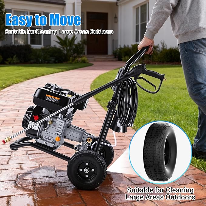 4200PSI Gas Pressure Washer 4.0GPM Gas Power Washer 212CC Gas Powered Washing Machine Commercial High Pressure Washer with 25ft Hose&5 Nozzles for Patio Garden Yard Vehicle,EPA/CARB/ETL